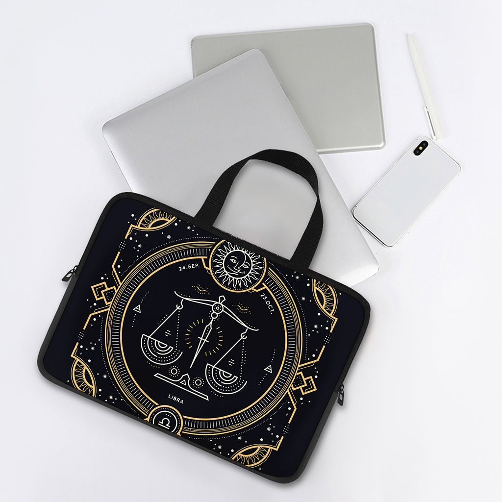 Vintage Libra Zodiac Sign Print Laptop Sleeve With Handle