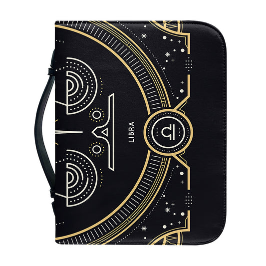 Vintage Libra Zodiac Sign Print Leather Bible Cover