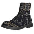Vintage Libra Zodiac Sign Print Lace-Up Boots