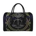 Vintage Libra Zodiac Sign Print Leather Duffel Bag