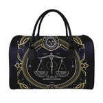 Vintage Libra Zodiac Sign Print Leather Duffle Bag