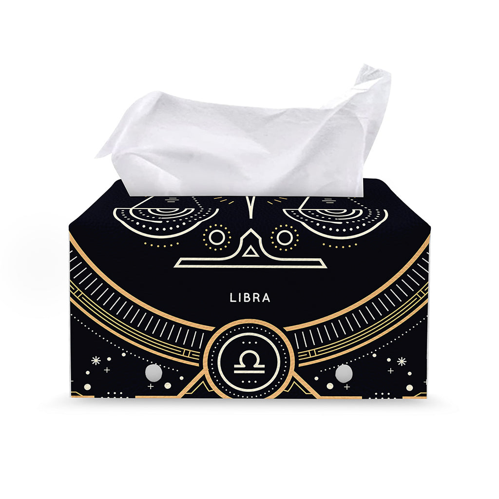 Vintage Libra Zodiac Sign Print Leather Tissue Box Cover