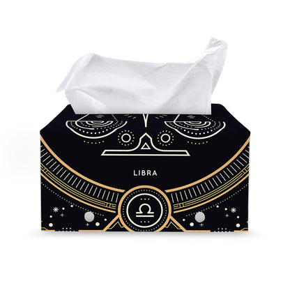 Vintage Libra Zodiac Sign Print Leather Tissue Box Cover