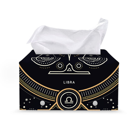 Vintage Libra Zodiac Sign Print Leather Tissue Box Cover