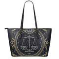 Vintage Libra Zodiac Sign Print Leather Tote Bag With Zipper