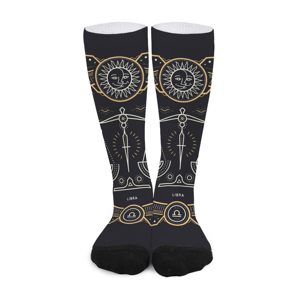 Vintage Libra Zodiac Sign Print Long Socks