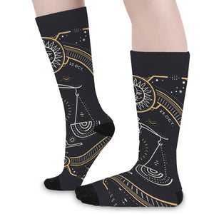 Vintage Libra Zodiac Sign Print Long Socks