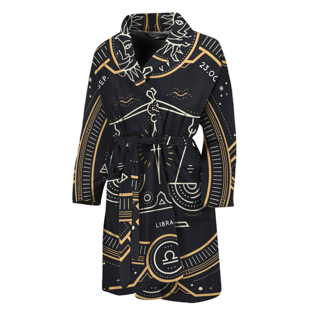 Vintage Libra Zodiac Sign Print Men's Bathrobe