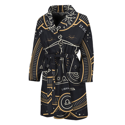 Vintage Libra Zodiac Sign Print Men's Bathrobe