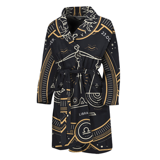 Vintage Libra Zodiac Sign Print Men's Bathrobe