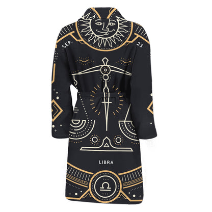 Vintage Libra Zodiac Sign Print Men's Bathrobe