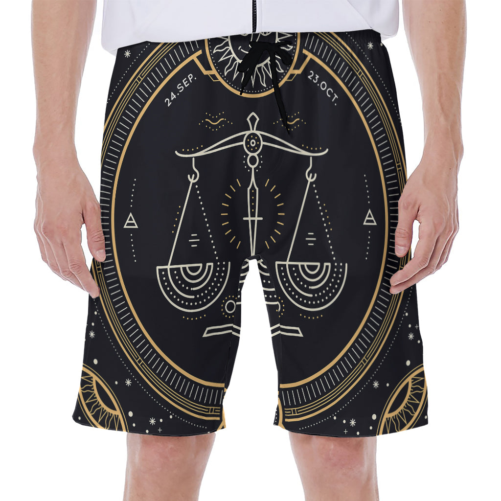 Vintage Libra Zodiac Sign Print Men's Beach Shorts