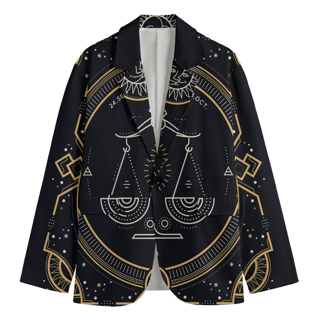 Vintage Libra Zodiac Sign Print Men's Blazer