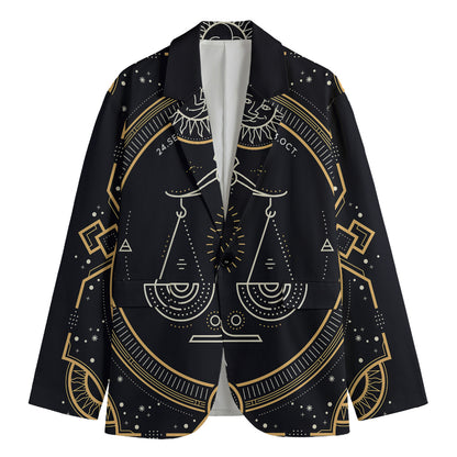 Vintage Libra Zodiac Sign Print Men's Blazer