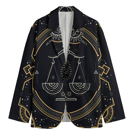 Vintage Libra Zodiac Sign Print Men's Blazer