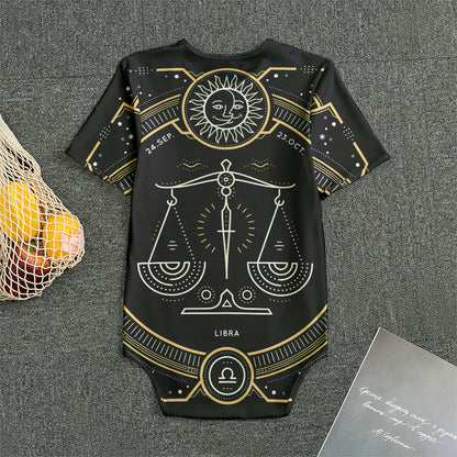 Vintage Libra Zodiac Sign Print Men's Bodysuit