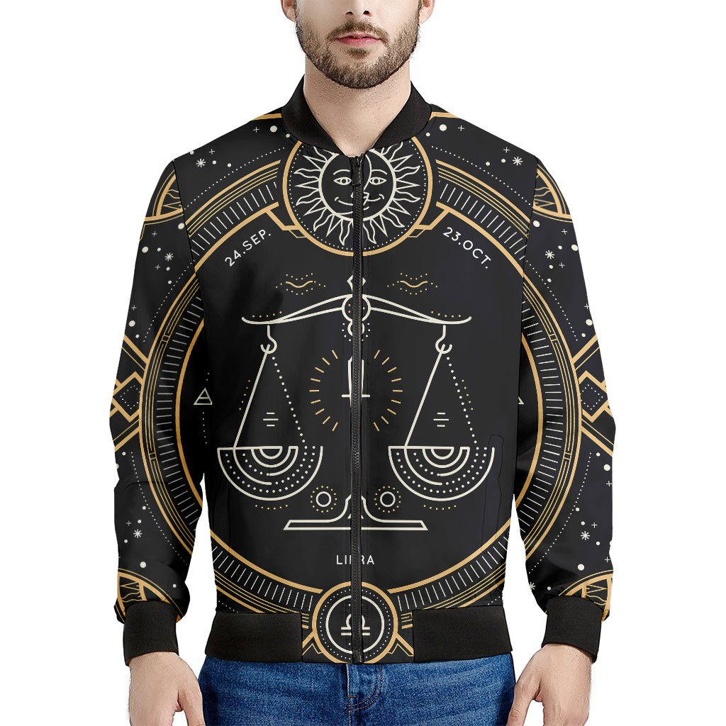 Vintage Libra Zodiac Sign Print Men's Bomber Jacket