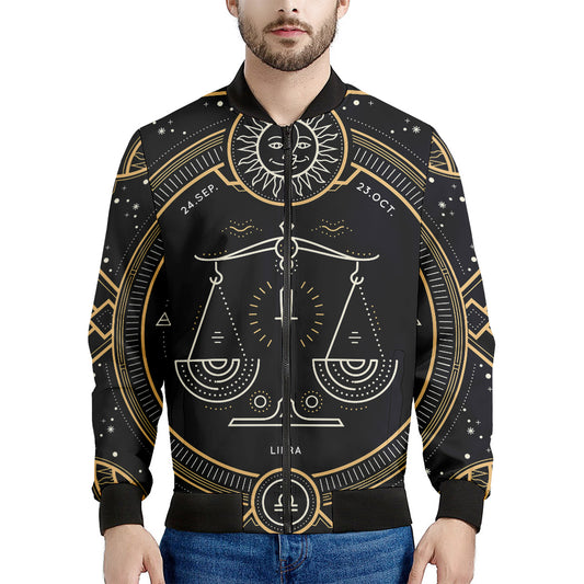 Vintage Libra Zodiac Sign Print Men's Bomber Jacket