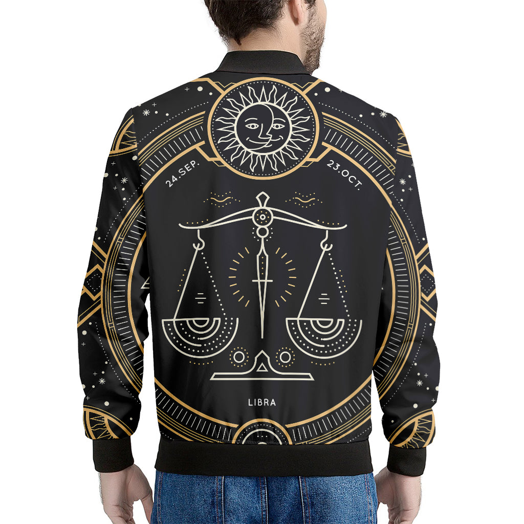 Vintage Libra Zodiac Sign Print Men's Bomber Jacket