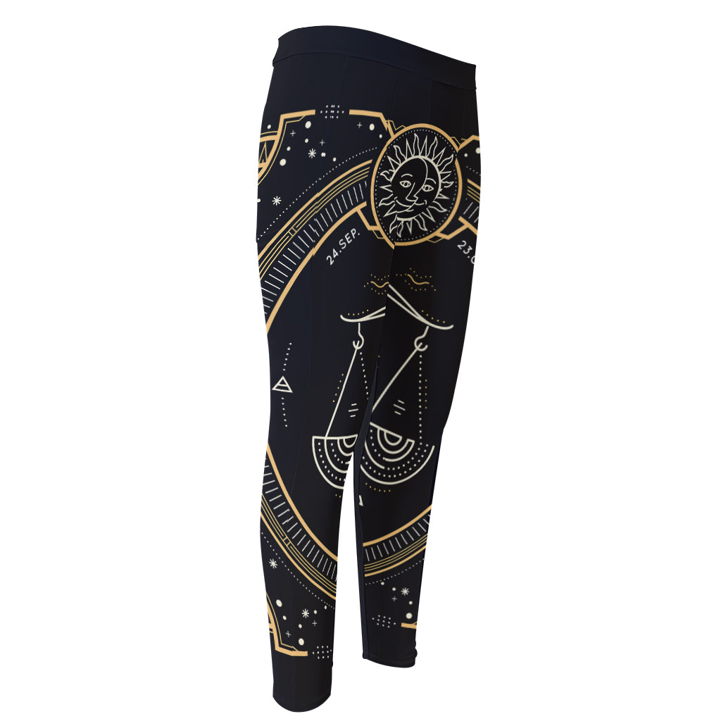 Vintage Libra Zodiac Sign Print Men's Compression Pants