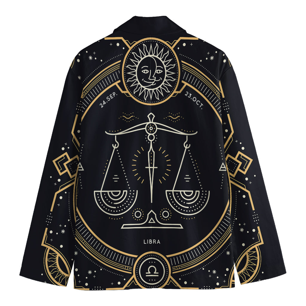 Vintage Libra Zodiac Sign Print Men's Cotton Blazer