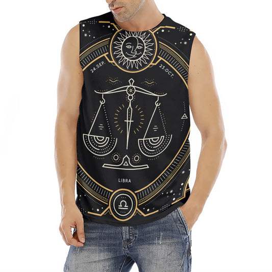 Vintage Libra Zodiac Sign Print Men's Fitness Tank Top