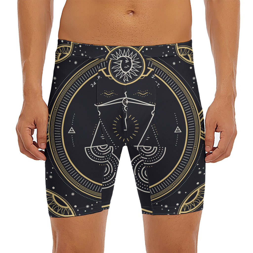 Vintage Libra Zodiac Sign Print Men's Long Boxer Briefs