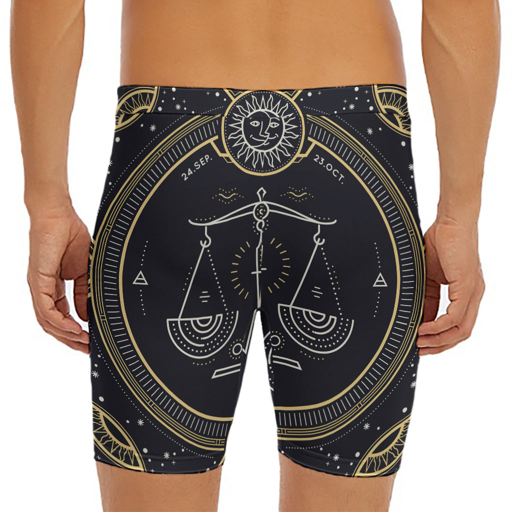 Vintage Libra Zodiac Sign Print Men's Long Boxer Briefs