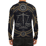 Vintage Libra Zodiac Sign Print Men's Long Sleeve Rash Guard
