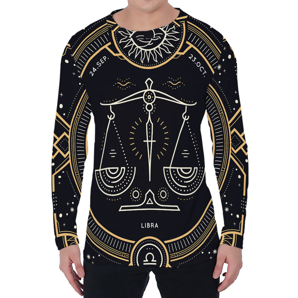 Vintage Libra Zodiac Sign Print Men's Long Sleeve T-Shirt