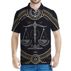 Vintage Libra Zodiac Sign Print Men's Polo Shirt