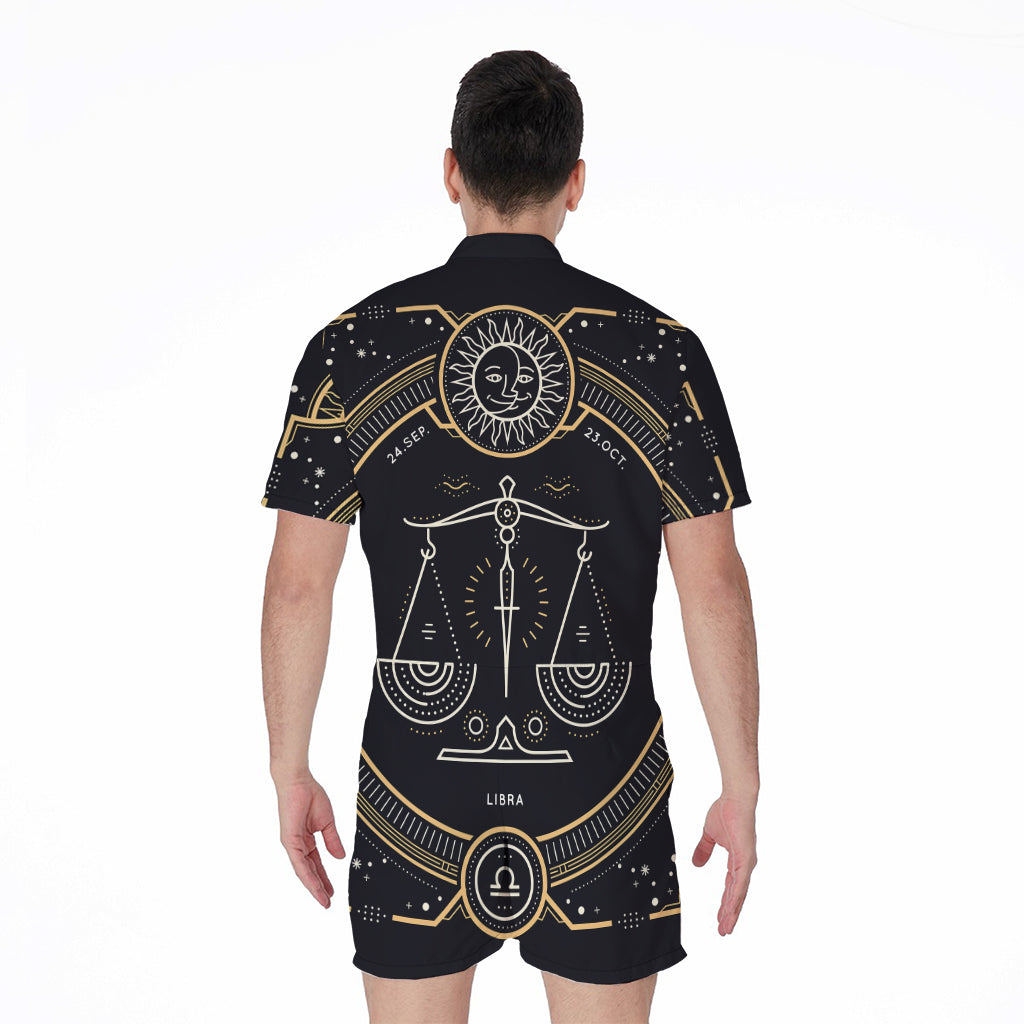 Vintage Libra Zodiac Sign Print Men's Rompers