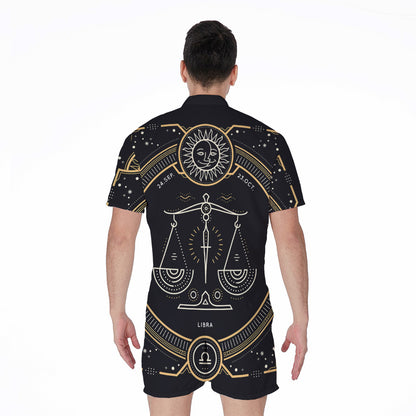 Vintage Libra Zodiac Sign Print Men's Rompers