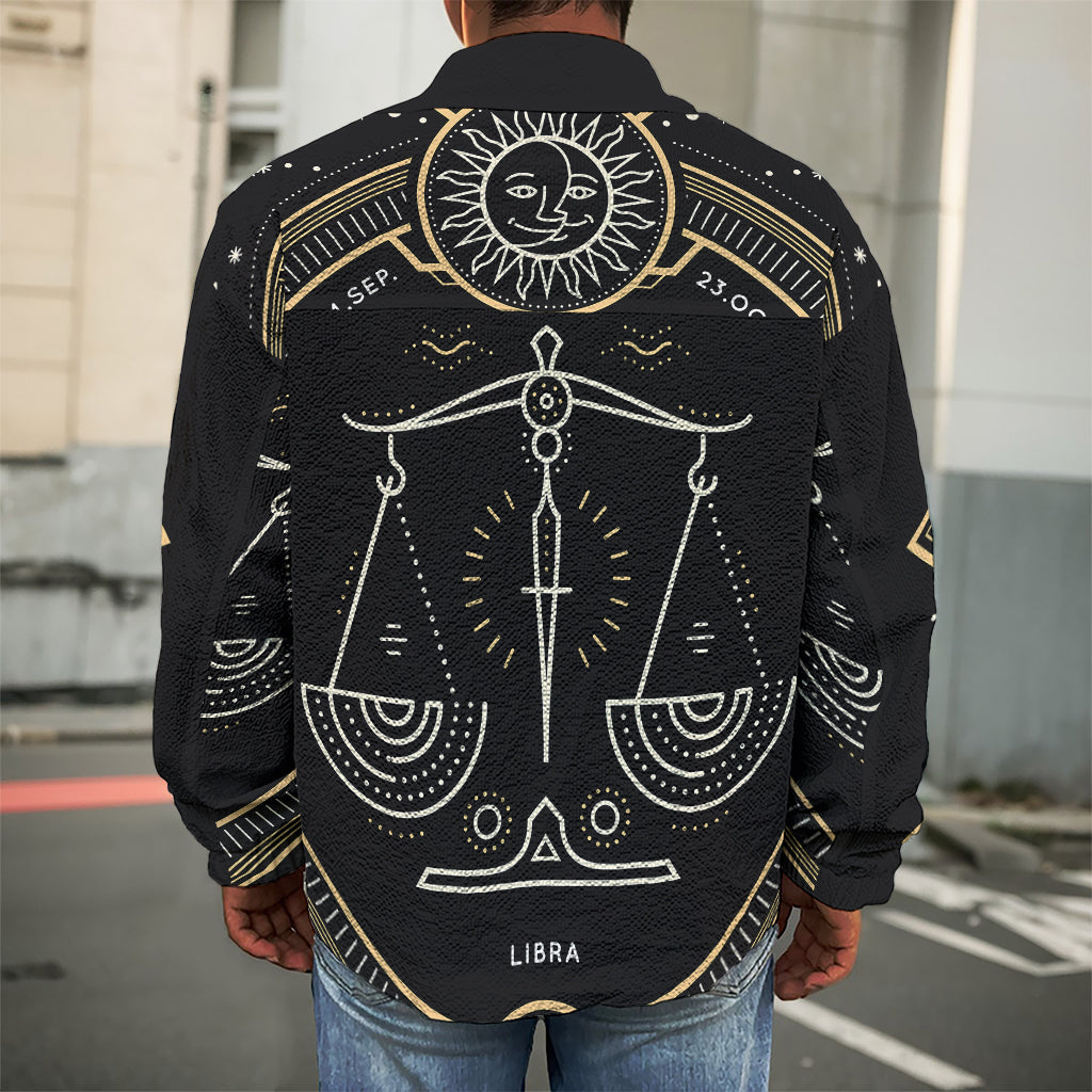 Vintage Libra Zodiac Sign Print Men's Shirt Jacket