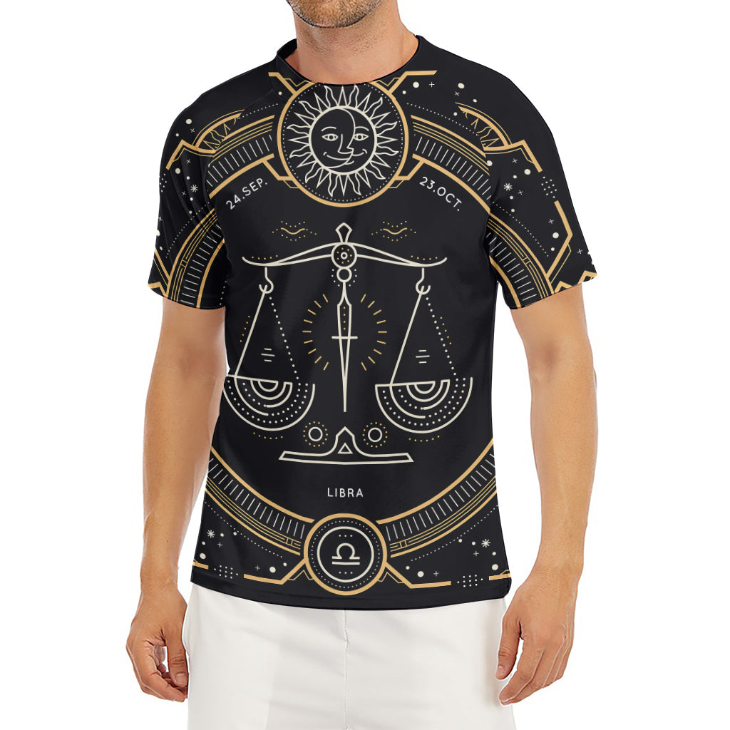 Vintage Libra Zodiac Sign Print Men's Short Sleeve Rash Guard