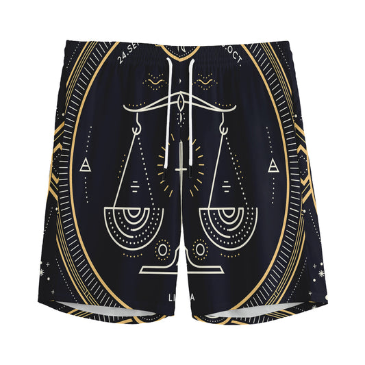 Vintage Libra Zodiac Sign Print Men's Sports Shorts