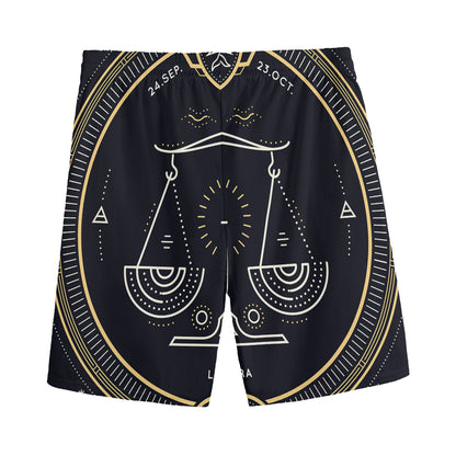 Vintage Libra Zodiac Sign Print Men's Sports Shorts