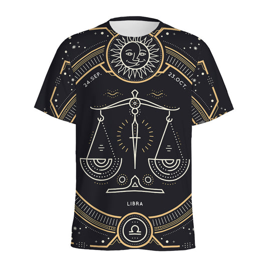 Vintage Libra Zodiac Sign Print Men's Sports T-Shirt