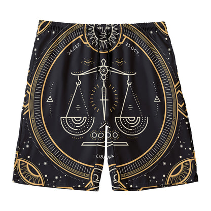 Vintage Libra Zodiac Sign Print Men's Swim Trunks