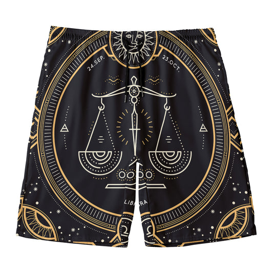 Vintage Libra Zodiac Sign Print Men's Swim Trunks