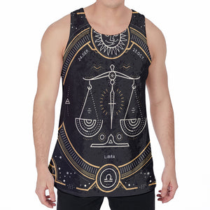 Vintage Libra Zodiac Sign Print Men's Velvet Tank Top