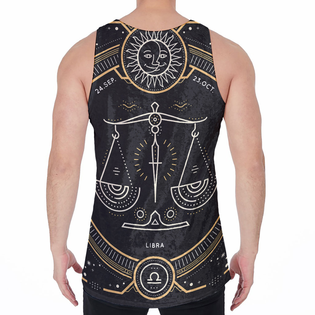 Vintage Libra Zodiac Sign Print Men's Velvet Tank Top