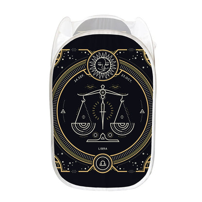 Vintage Libra Zodiac Sign Print Mesh Laundry Hamper