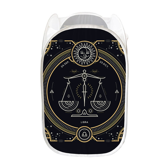 Vintage Libra Zodiac Sign Print Mesh Laundry Hamper