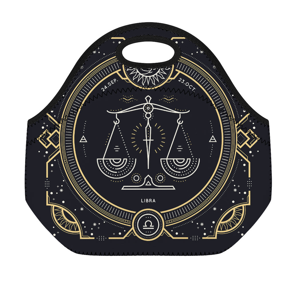 Vintage Libra Zodiac Sign Print Neoprene Lunch Bag