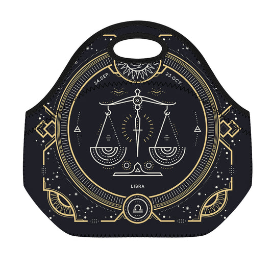 Vintage Libra Zodiac Sign Print Neoprene Lunch Bag