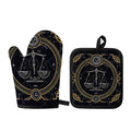 Vintage Libra Zodiac Sign Print Oven Mitt And Pot Holder Set