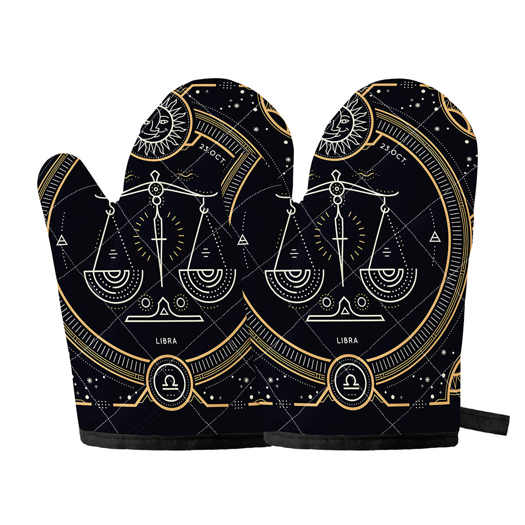 Vintage Libra Zodiac Sign Print Oven Mitts