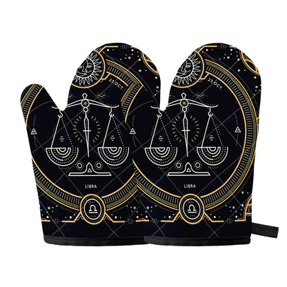 Vintage Libra Zodiac Sign Print Oven Mitts