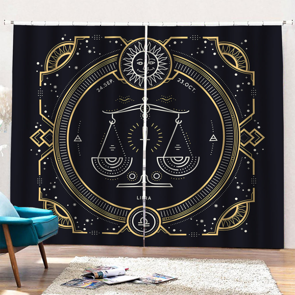 Vintage Libra Zodiac Sign Print Pencil Pleat Curtains